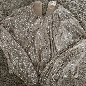 H&M Beige Sequin Top